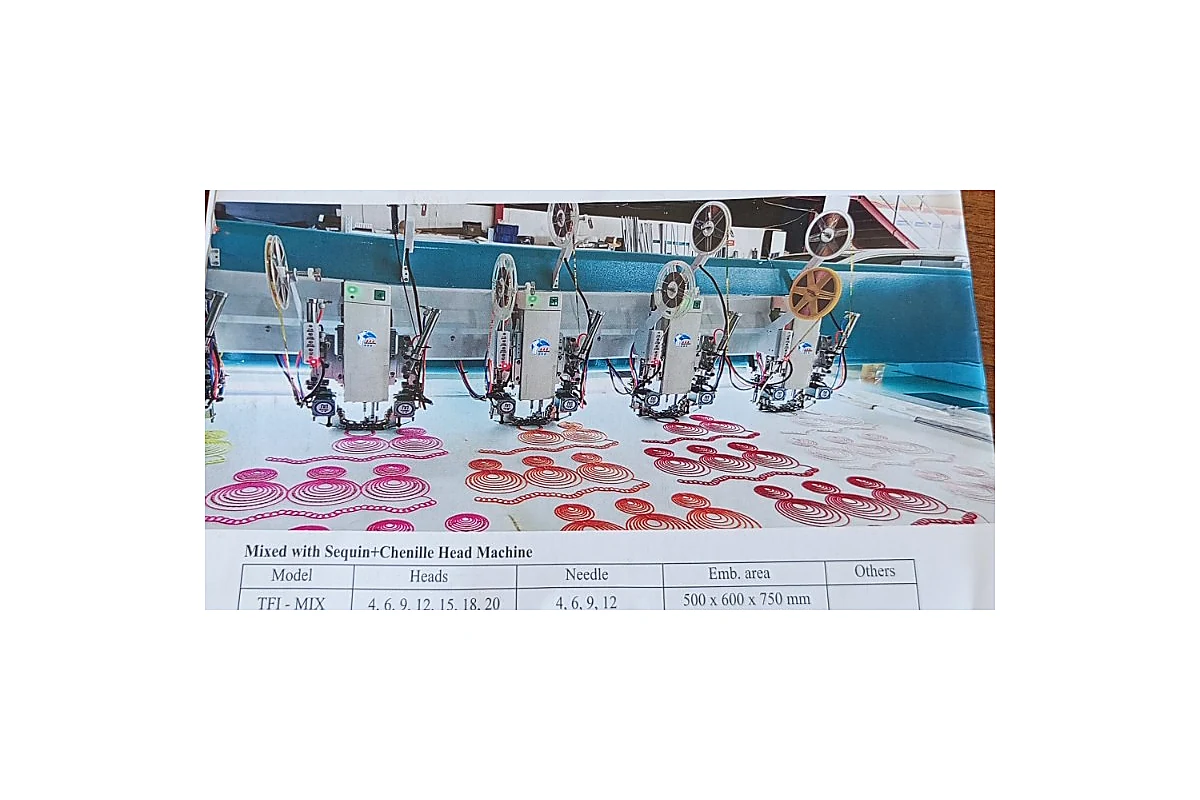Mixed Sequin + Chenille Head Embroidery Machine supplied by M/S Babu Enterprise